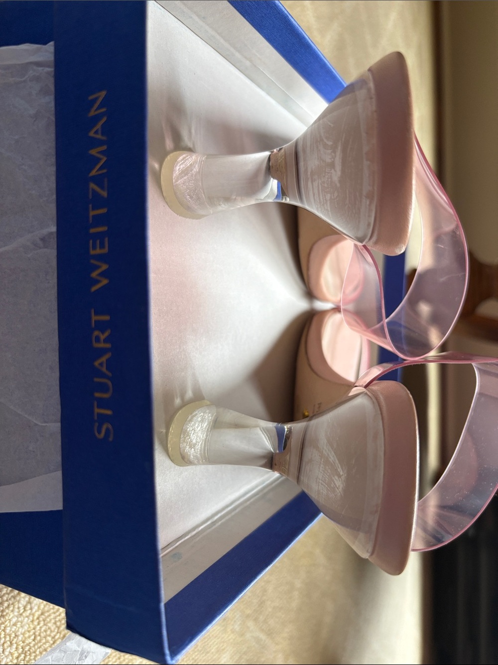 NWT Stuart Weitzman Pink Transparent Two‑Band Mules (original price $480) - Picture 10 of 11